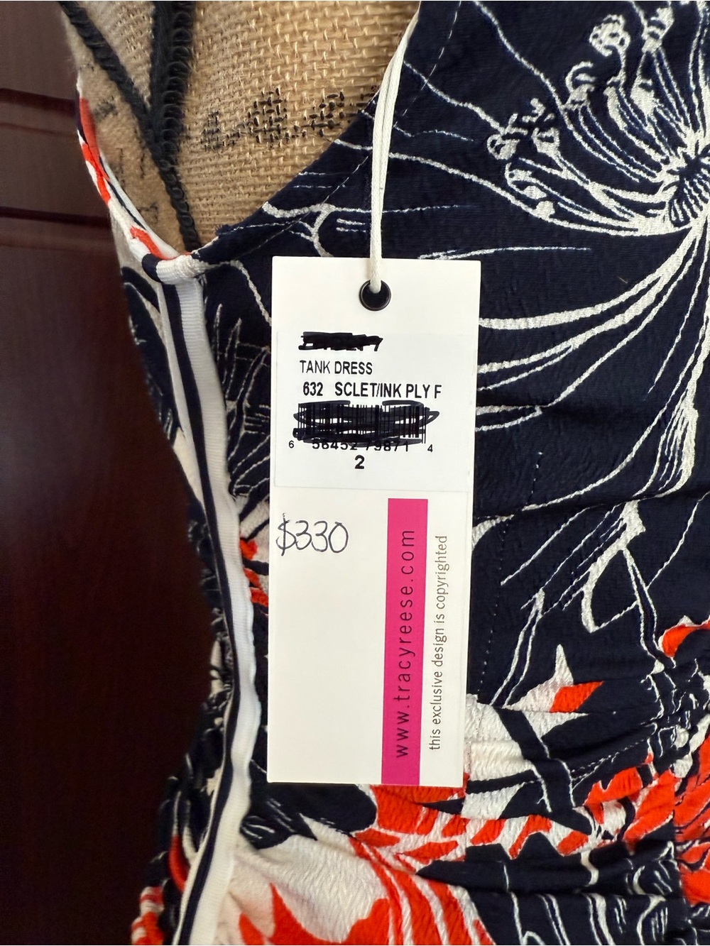 Tracy Reese Red, Black & White Floral Midi Dress - Picture 5 of 7